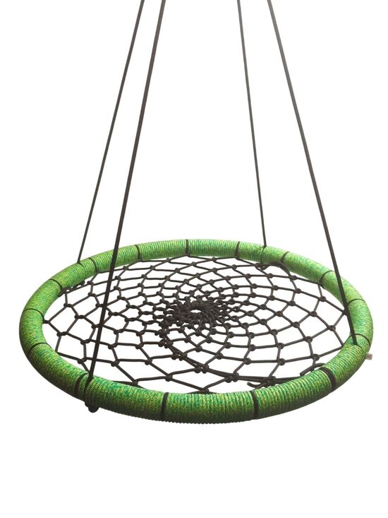 Šūpoles ligzda 100cm (zaļiraibs/melns)
